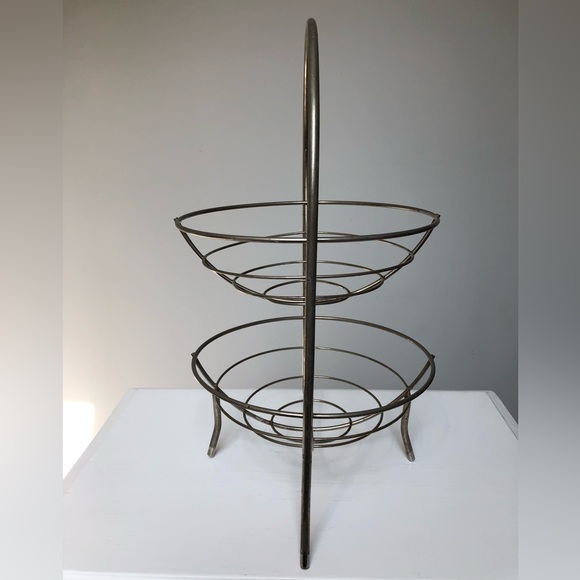 Vintage Two Tier Metal Display Baskets Stand - Picture 4 of 14